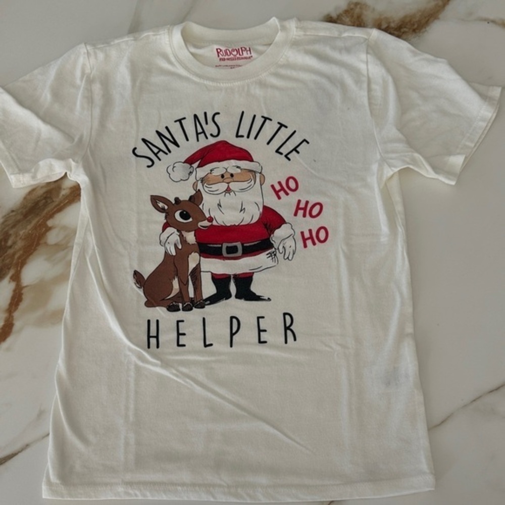 Kids Santa's Little Helper T-Shirt - cream